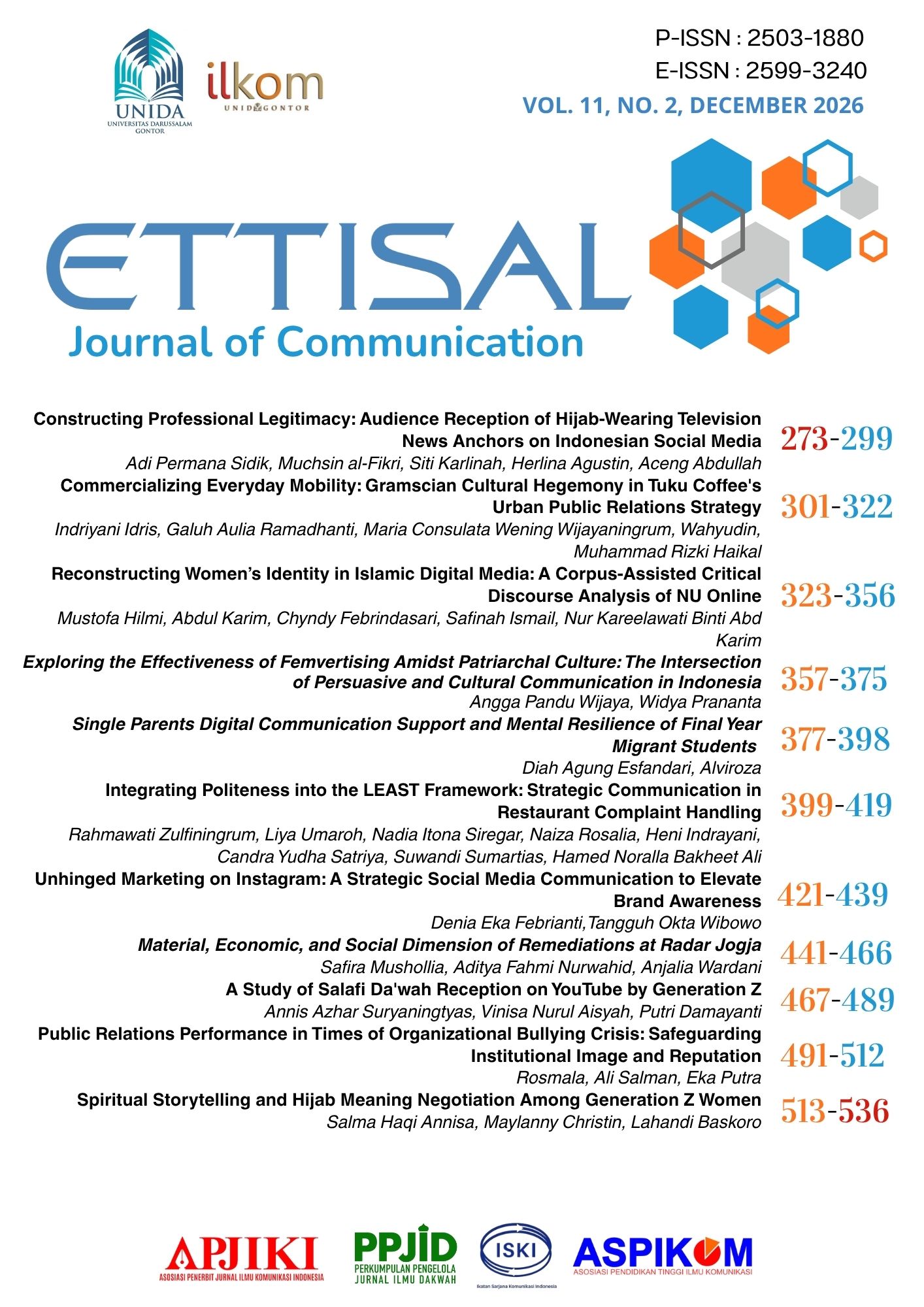 					View Vol. 11 No. 2 (2026): Ettisal : Journal of Communication
				